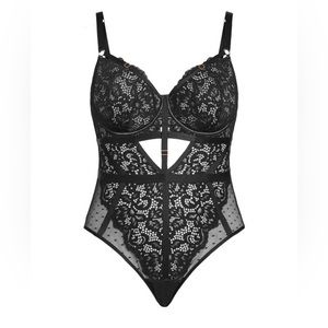 City Chic Fox & Royal Hollie Bodysuit Black 38DD-DDD